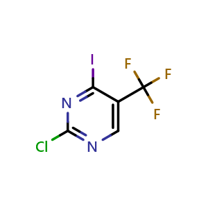 Chemical structure of 2-chloro-4-iodo-5-(trifluoromethyl)pyrimidine , CAS 1805464-24-7, AChemBlock S78219