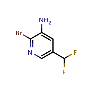 Chemical structure of 2-bromo-5-(difluoromethyl)pyridin-3-amine , CAS 1804445-79-1, AChemBlock S78227