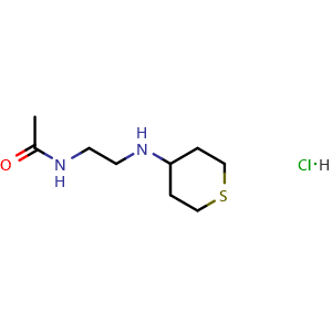 Chemical structure of N-{2-[(thian-4-yl)amino]ethyl}acetamide hydrochloride , CAS 1803611-37-1, AChemBlock S78233