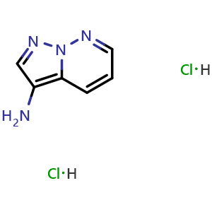 Chemical structure of pyrazolo[1,5-b]pyridazin-3-amine dihydrochloride , CAS 1803597-49-0, AChemBlock S78238