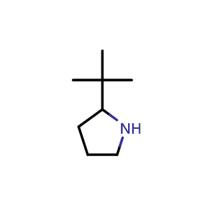 Chemical structure of 2-tert-butylpyrrolidine , CAS 180258-82-6, AChemBlock S78247