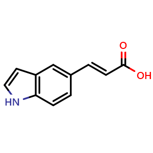 Chemical structure of (2E)-3-(1H-indol-5-yl)prop-2-enoic acid , CAS 179626-79-0, AChemBlock S78279