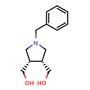 Chemical structure of [cis-1-benzyl-4-(hydroxymethyl)pyrrolidin-3-yl]methanol , CAS 179601-65-1, AChemBlock S78280