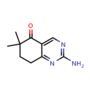 Chemical structure of 2-amino-6,6-dimethyl-5,6,7,8-tetrahydroquinazolin-5-one , CAS 1792224-09-9, AChemBlock S78295