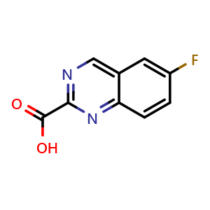 Chemical structure of 6-fluoroquinazoline-2-carboxylic acid , CAS 1785337-73-6, AChemBlock S78326