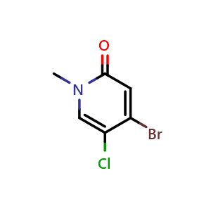 Chemical structure of 4-bromo-5-chloro-1-methyl-pyridin-2-one , CAS 1785263-12-8, AChemBlock S78328