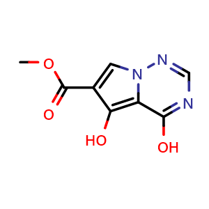 Chemical structure of methyl 4,5-dihydroxypyrrolo[2,1-f][1,2,4]triazine-6-carboxylate , CAS 1784944-87-1, AChemBlock S78335