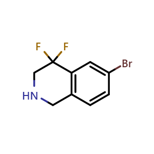 Chemical structure of 6-bromo-4,4-difluoro-2,3-dihydro-1H-isoquinoline , CAS 1784898-82-3, AChemBlock S78336