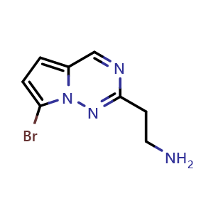 Chemical structure of 2-{7-bromopyrrolo[2,1-f][1,2,4]triazin-2-yl}ethan-1-amine , CAS 1784329-30-1, AChemBlock S78352