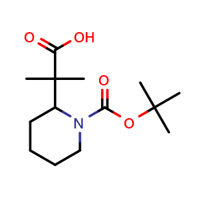 Chemical structure of 2-(1-tert-butoxycarbonyl-2-piperidyl)-2-methyl-propanoic acid , CAS 1784144-31-5, AChemBlock S78357