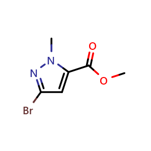 Chemical structure of methyl 5-bromo-2-methyl-pyrazole-3-carboxylate , CAS 1784137-59-2, AChemBlock S78358