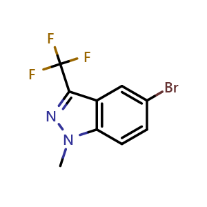 Chemical structure of 5-bromo-1-methyl-3-(trifluoromethyl)indazole , CAS 1784018-72-9, AChemBlock S78364