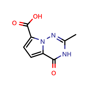 Chemical structure of 2-methyl-4-oxo-3H,4H-pyrrolo[2,1-f][1,2,4]triazine-7-carboxylic acid , CAS 1783670-28-9, AChemBlock S78372