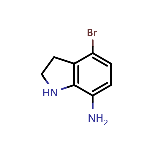 Chemical structure of 4-bromoindolin-7-amine , CAS 1783558-27-9, AChemBlock S78375