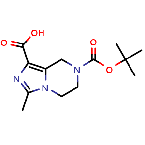 Chemical structure of 7-tert-butoxycarbonyl-3-methyl-6,8-dihydro-5H-imidazo[1,5-a]pyrazine-1-carboxylic acid , CAS 1782656-65-8, AChemBlock S78384