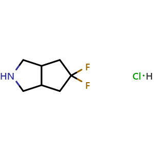 Chemical structure of 5,5-difluoro-2,3,3a,4,6,6a-hexahydro-1H-cyclopenta[c]pyrrole hydrochloride , CAS 1782456-99-8, AChemBlock S78391