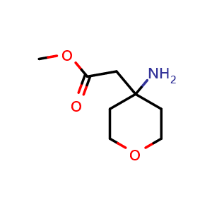 Chemical structure of methyl 2-(4-aminooxan-4-yl)acetate , CAS 178242-93-8, AChemBlock S78392