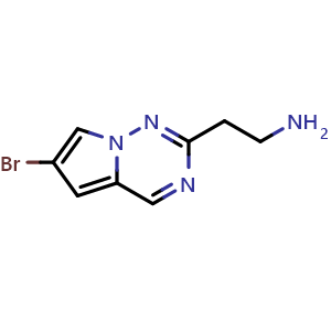 Chemical structure of 2-{6-bromopyrrolo[2,1-f][1,2,4]triazin-2-yl}ethan-1-amine , CAS 1782425-53-9, AChemBlock S78394