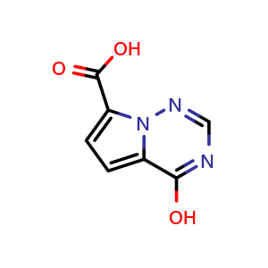 Chemical structure of 4-hydroxypyrrolo[2,1-f][1,2,4]triazine-7-carboxylic acid , CAS 1781902-17-7, AChemBlock S78405