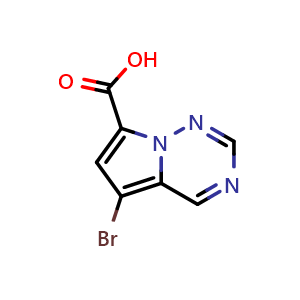Chemical structure of 5-bromopyrrolo[2,1-f][1,2,4]triazine-7-carboxylic acid , CAS 1781778-48-0, AChemBlock S78412