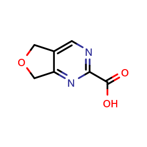 Chemical structure of 5H,7H-furo[3,4-d]pyrimidine-2-carboxylic acid , CAS 1780909-61-6, AChemBlock S78441