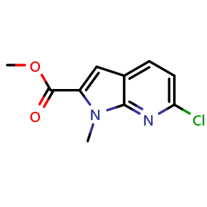 Chemical structure of methyl 6-chloro-1-methyl-pyrrolo[2,3-b]pyridine-2-carboxylate , CAS 1780871-56-8, AChemBlock S78443