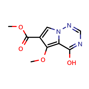 Chemical structure of methyl 4-hydroxy-5-methoxypyrrolo[2,1-f][1,2,4]triazine-6-carboxylate , CAS 1780849-11-7, AChemBlock S78445