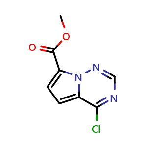 Chemical structure of methyl 4-chloropyrrolo[2,1-f][1,2,4]triazine-7-carboxylate , CAS 1780770-93-5, AChemBlock S78449