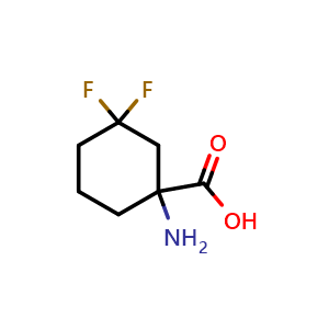 Chemical structure of 1-amino-3,3-difluoro-cyclohexanecarboxylic acid , CAS 1780628-98-9, AChemBlock S78453