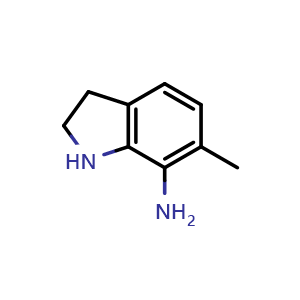 Chemical structure of 6-methylindolin-7-amine , CAS 1780424-19-2, AChemBlock S78458
