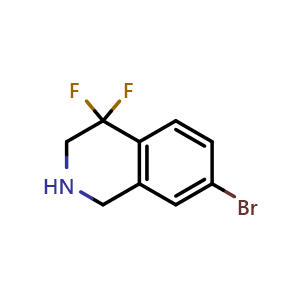 Chemical structure of 7-bromo-4,4-difluoro-2,3-dihydro-1H-isoquinoline , CAS 1780338-53-5, AChemBlock S78463