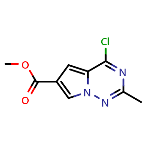 Chemical structure of Methyl 4-chloro-2-methylpyrrolo[2,1-f][1,2,4]triazine-6-carboxylate , CAS 1780293-88-0, AChemBlock S78470