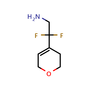 Chemical structure of 2-(3,6-dihydro-2H-pyran-4-yl)-2,2-difluoro-ethanamine , CAS 1779939-69-3, AChemBlock S78481