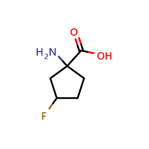 Chemical structure of 1-amino-3-fluorocyclopentane-1-carboxylic acid , CAS 1779747-18-0, AChemBlock S78485