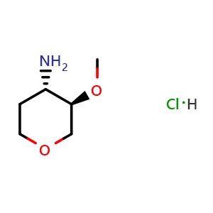 Chemical structure of trans-4-amino-3-(methoxy)tetrahydropyran hydrochloride , CAS 1778734-55-6, AChemBlock S78497