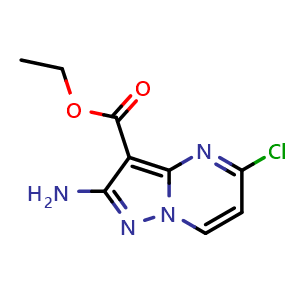 Chemical structure of ethyl 2-amino-5-chloropyrazolo[1,5-a]pyrimidine-3-carboxylate , CAS 1778094-42-0, AChemBlock S78498