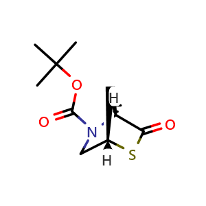 Chemical structure of tert-butyl (1S,4S)-3-oxo-2-thia-5-azabicyclo[2.2.1]heptane-5-carboxylate , CAS 177615-42-8, AChemBlock S78504