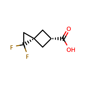Chemical structure of (3s,5s)-1,1-difluorospiro[2.3]hexane-5-carboxylic acid , CAS 1773508-79-4, AChemBlock S78516