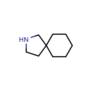 Chemical structure of 2-azaspiro[4.5]decane , CAS 176-66-9, AChemBlock S78526