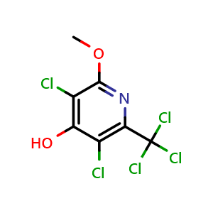 Chemical structure of 3,5-dichloro-2-methoxy-6-(trichloromethyl)pyridin-4-ol , CAS 176046-79-0, AChemBlock S78532