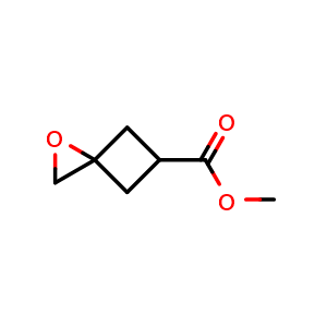Chemical structure of methyl 1-oxaspiro[2.3]hexane-5-carboxylate , CAS 175881-34-2, AChemBlock S78539