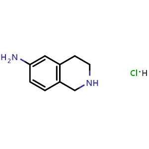 Chemical structure of 1,2,3,4-tetrahydroisoquinolin-6-amine hydrochloride , CAS 175871-42-8, AChemBlock S78542