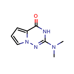 Chemical structure of 2-(dimethylamino)-3H,4H-pyrrolo[2,1-f][1,2,4]triazin-4-one , CAS 175726-72-4, AChemBlock S78545