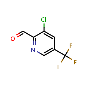 Chemical structure of 3-chloro-5-(trifluoromethyl)pyridine-2-carbaldehyde , CAS 175277-50-6, AChemBlock S78555