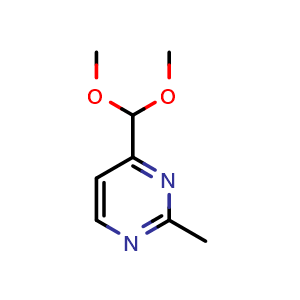 Chemical structure of 4-(dimethoxymethyl)-2-methylpyrimidine , CAS 175277-33-5, AChemBlock S78556