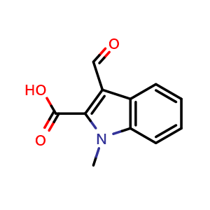 Chemical structure of 3-formyl-1-methyl-1H-indole-2-carboxylic acid , CAS 174094-26-9, AChemBlock S78577