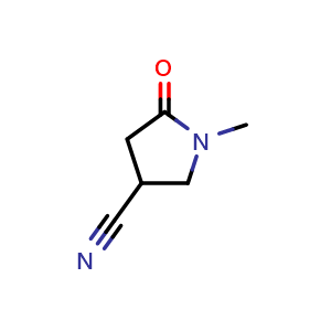 Chemical structure of 1-methyl-5-oxopyrrolidine-3-carbonitrile , CAS 172261-37-9, AChemBlock S78596