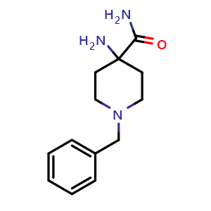 Chemical structure of 4-Amino-1-benzylpiperidine-4-carboxamide , CAS 170921-49-0, AChemBlock S78614