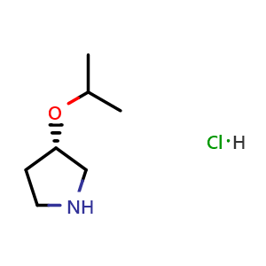 Chemical structure of (3S)-3-(propan-2-yloxy)pyrrolidine hydrochloride , CAS 1708989-93-8, AChemBlock S78616