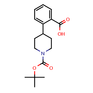 Chemical structure of 2-(1-tert-butoxycarbonyl-4-piperidyl)benzoic acid , CAS 170838-26-3, AChemBlock S78623